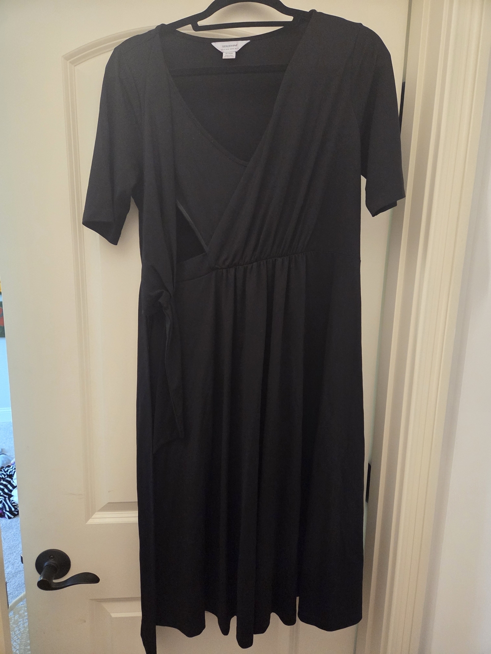Seraphine Black Wrap-Style Midi Dress